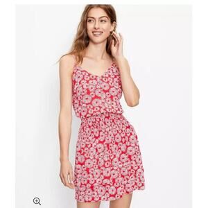 Loft Firework Strappy Smocked Skirt Dress V Neck Sz Large Petite Beach Flowy